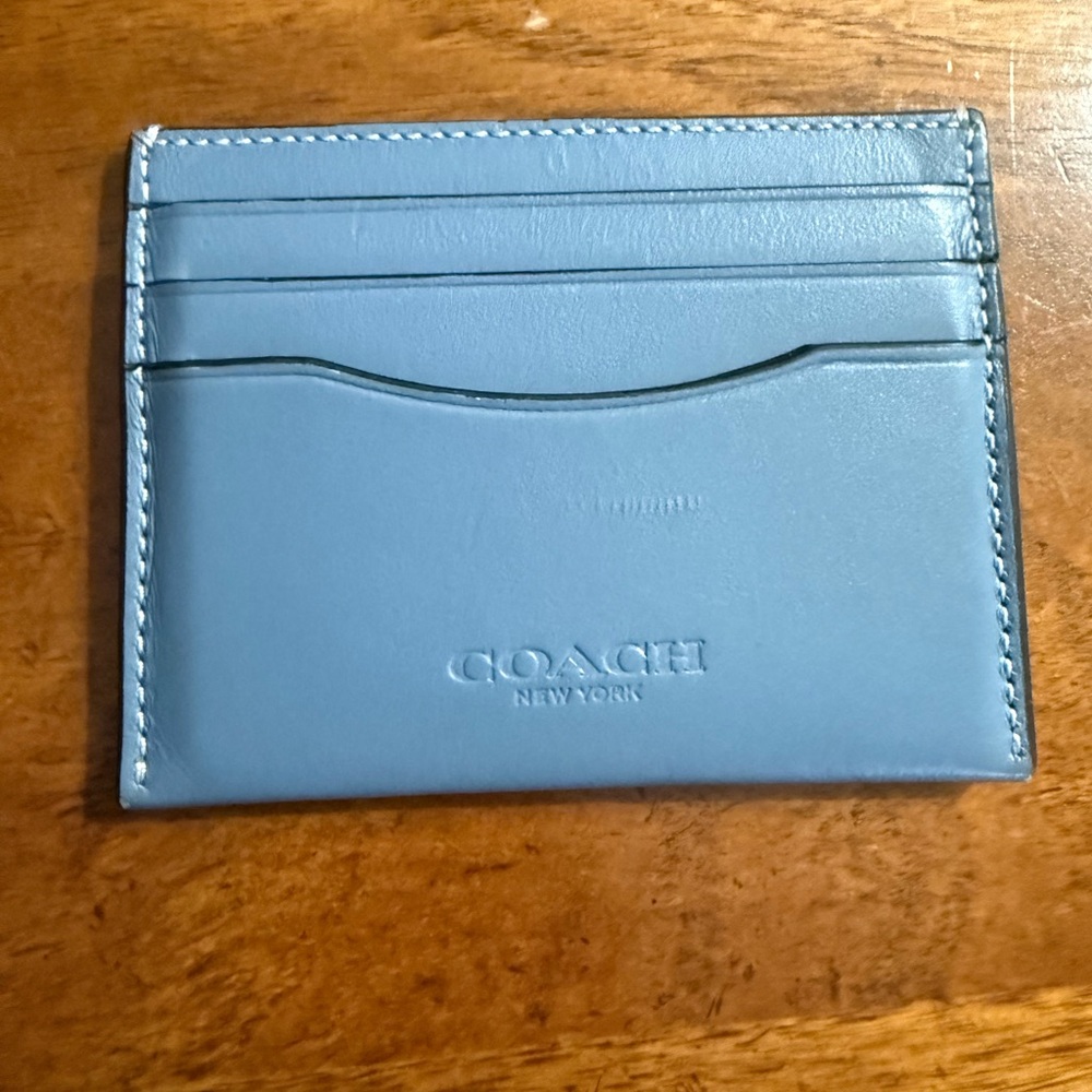 Coach Sky Blue Leather Slim ID Card Holder